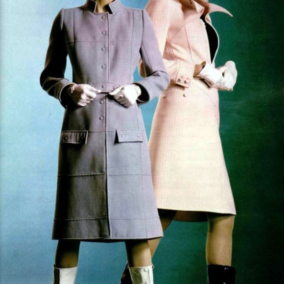 Vintage Courreges winter grey coat withh rabbit fur collar - Picture 12 of 12